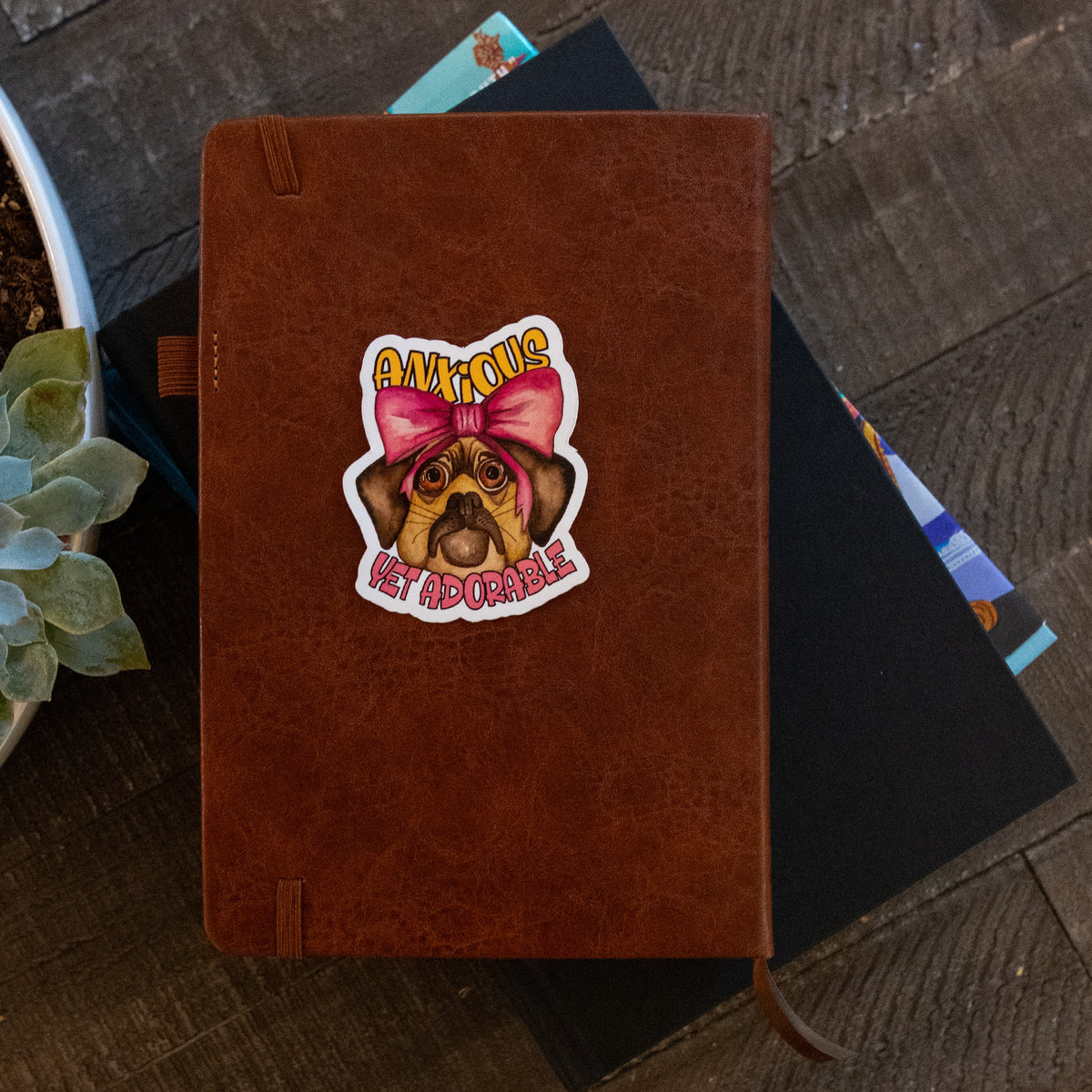"Anxious Yet Adorable” Dog Sticker
