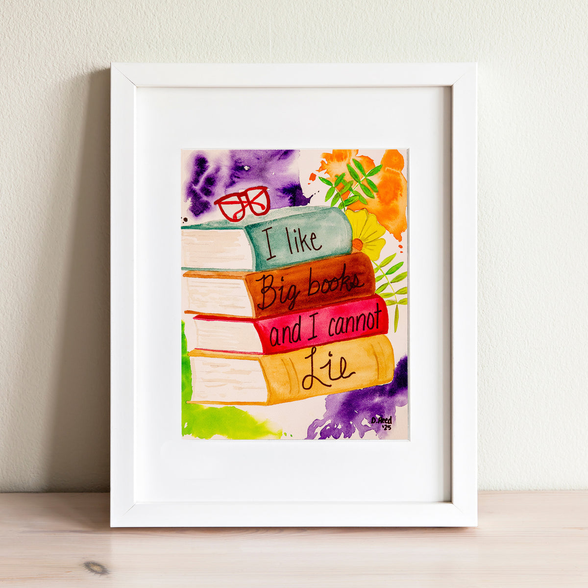 Big Books Watercolor Print – 8x10 Matted Art (11x14 Ready to Frame)