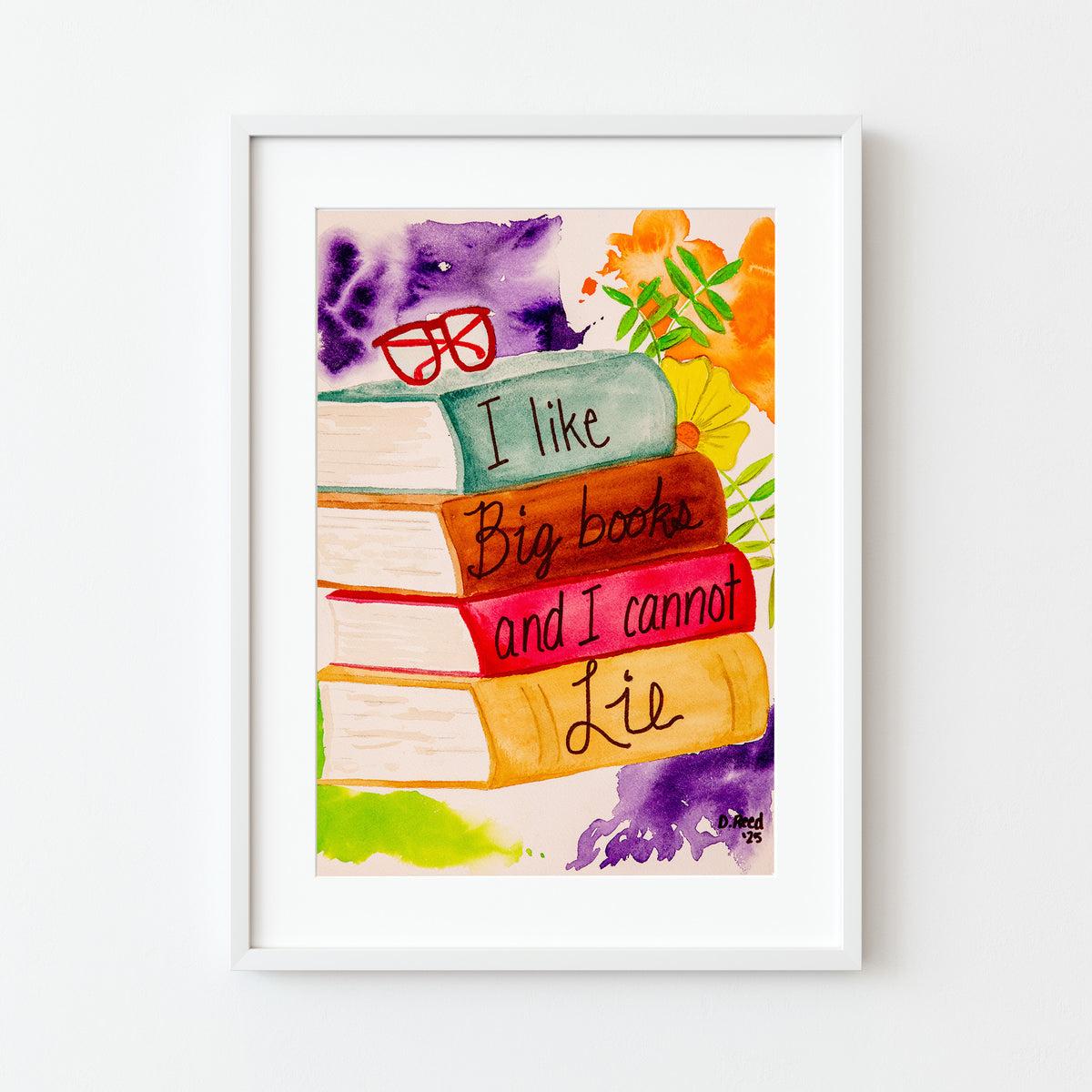 Big Books Watercolor Print – 8x10 Matted Art (11x14 Ready to Frame)