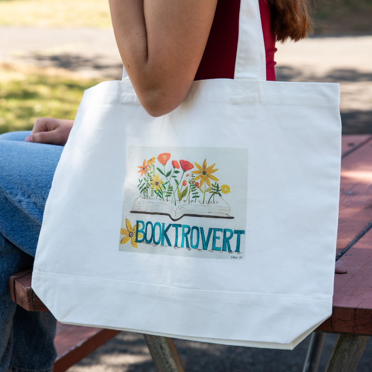 “Booktrovert” Reusable Canvas Tote