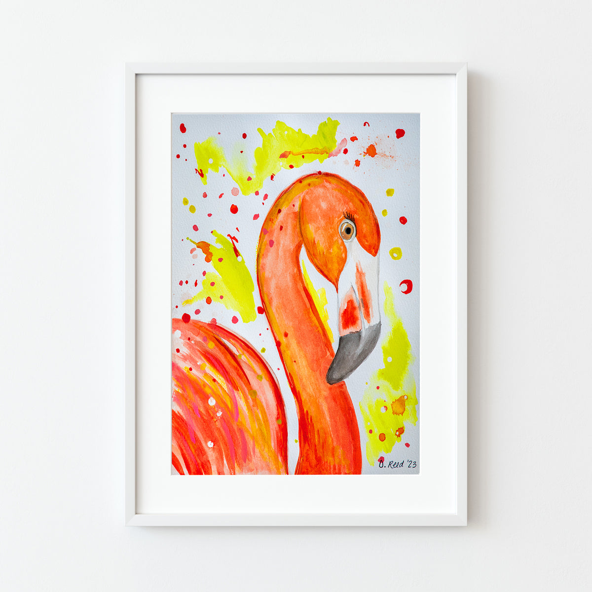 Flamingo Watercolor Print – 8x10 Matted Art (11x14 Ready to Frame)