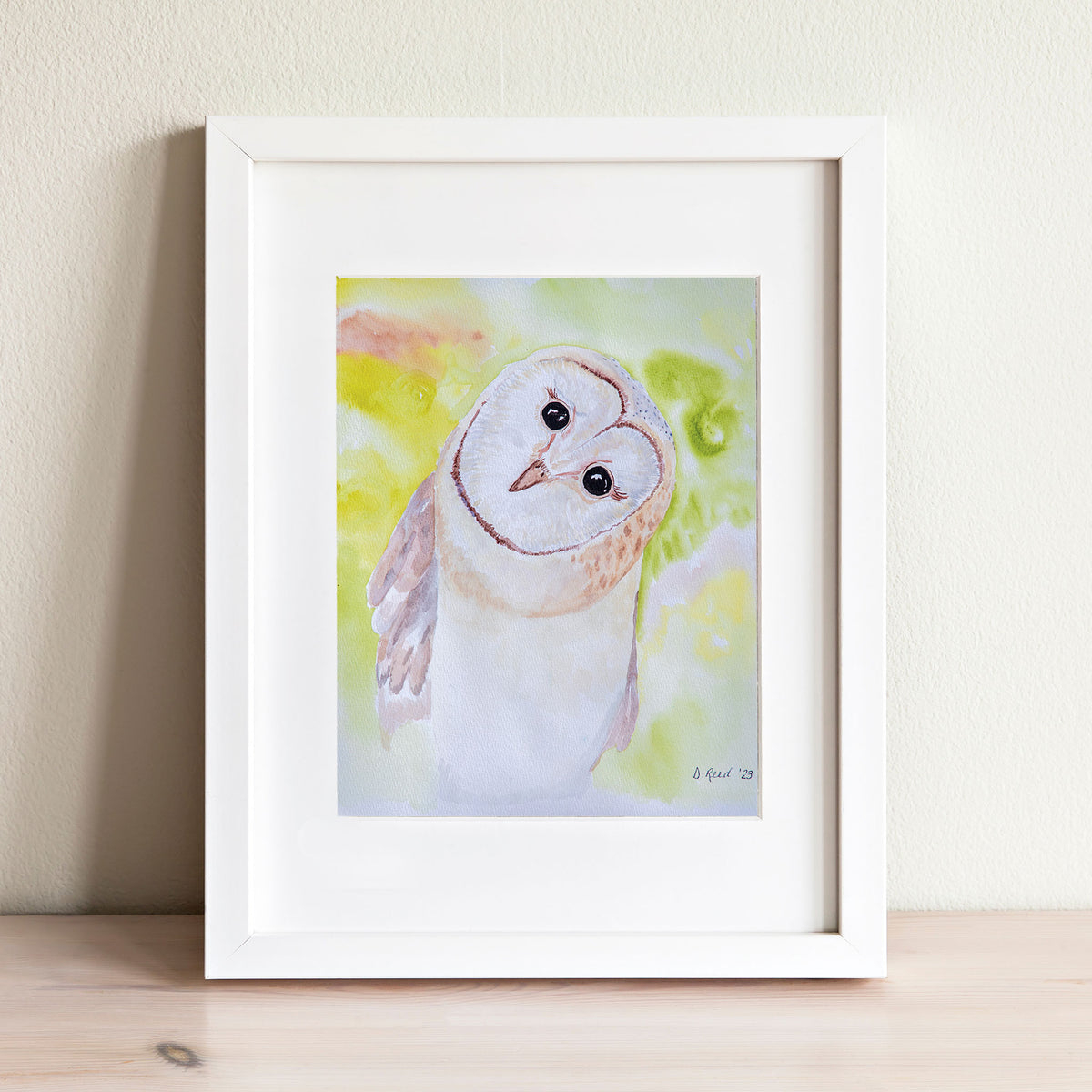 Owl Watercolor Print – “Owl Friend” Woodland Bird 8x10 Matted Art (11x14 Ready to Frame)