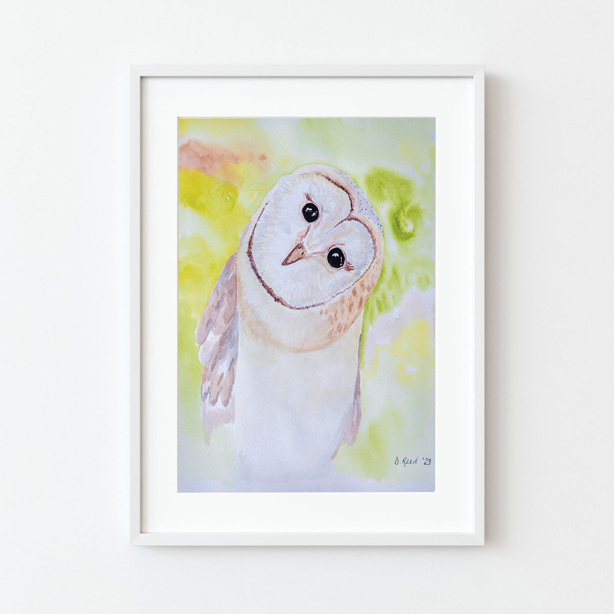 Owl Watercolor Print – “Owl Friend” Woodland Bird 8x10 Matted Art (11x14 Ready to Frame)