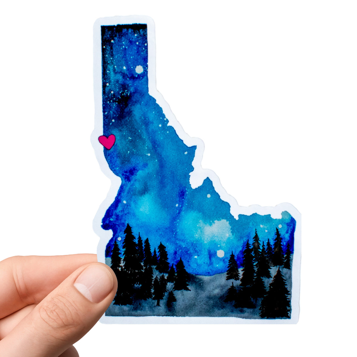 Idaho Sticker – Watercolor Night Sky Landscape Vinyl Sticker (3.5x2.5")