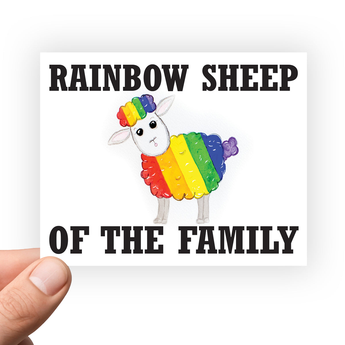 LGBTQ+ Pride Sticker – “Rainbow Sheep of the Family” Funny Vinyl Sticker (3x3 Inch Waterproof)