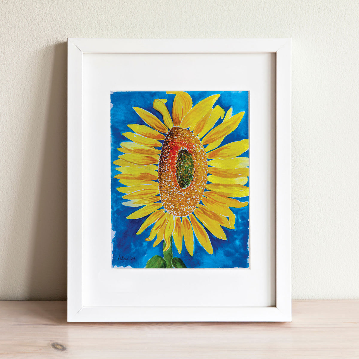 Sunflower Watercolor Print – 8x10 Matted Art (11x14 Ready to Frame)